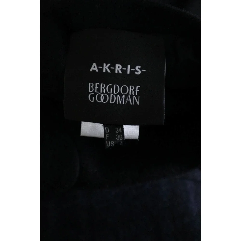 Akris US 4 Double Faced Wool Reversible Longline Jacket Navy Plaid Black - Picture 14 of 16